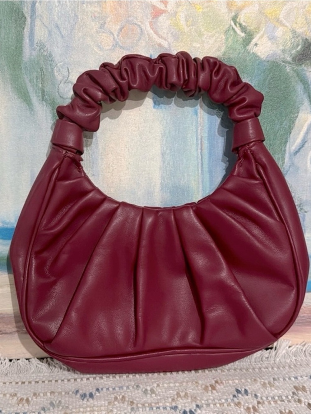 Ruched Mini Handbag in Deep Berry Pink Cottagecore Timeless wedding guest